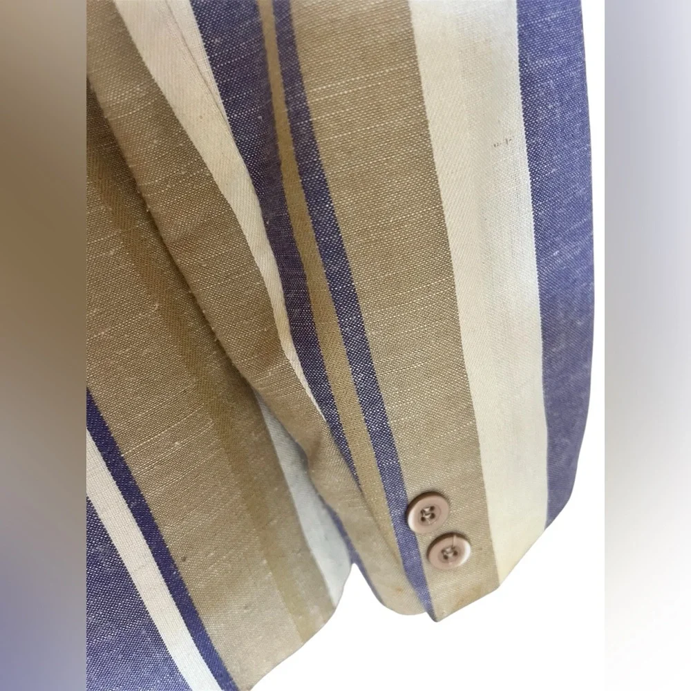 Vintage Country Suburbans ILGWU Blazer Striped Size 6 Tan Light Blue Cream